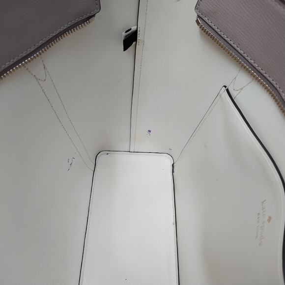 Kate Spade New York Cara Gray Leather Double Handle Tote Shoulder Bag - Picture 13 of 16